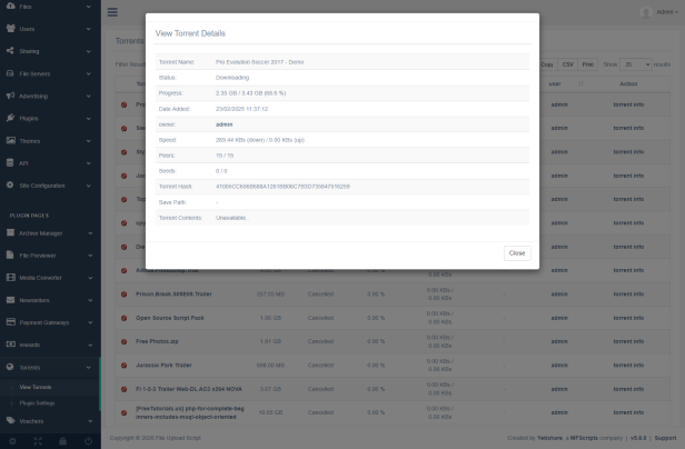 Admin View Torrent Detail